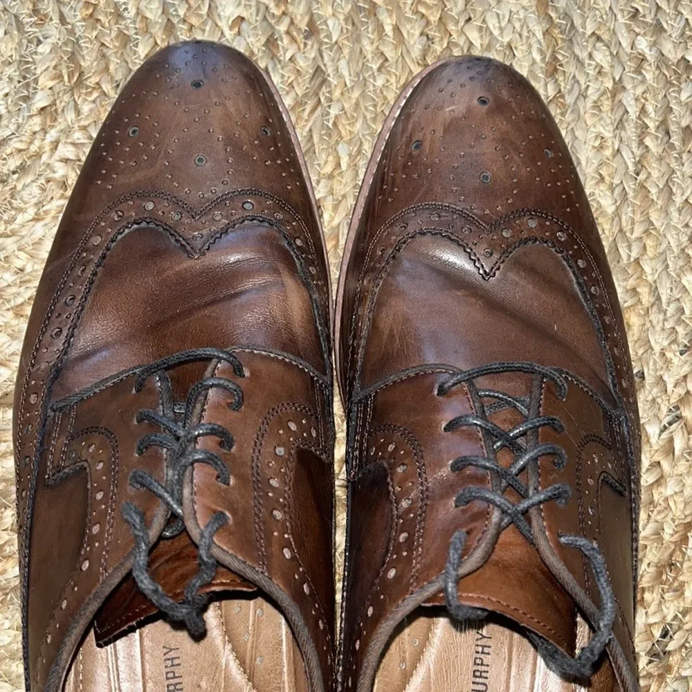 Johnston & Murphy wingtip leather brown shoes. Size 12M